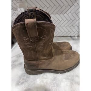 Ariat Groundbreaker Work Boots Men’s 8.5D Brown Steel Toe Pull-On Leather ASTM